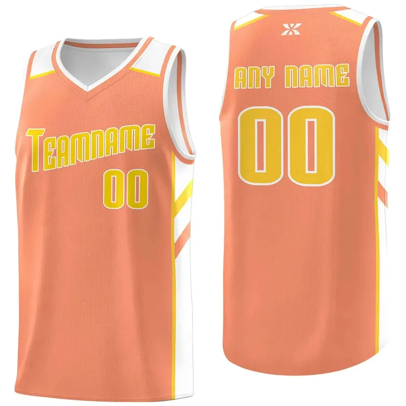 Custom Orange Yellow-White Classic Tops Style Mesh Sport Basketball Jersey