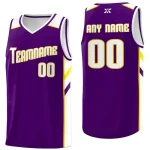 Custom Purple White-Yellow Classic Tops Style Mesh Sport Basketball Jersey