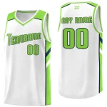 Custom White Neon Green-Navy Classic Tops Style Mesh Sport Basketball Jersey