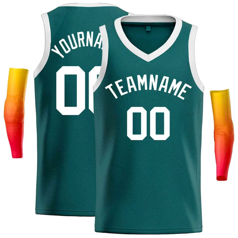 Custom Aqua White-Classic Tops Men Casual Basketball Jersey