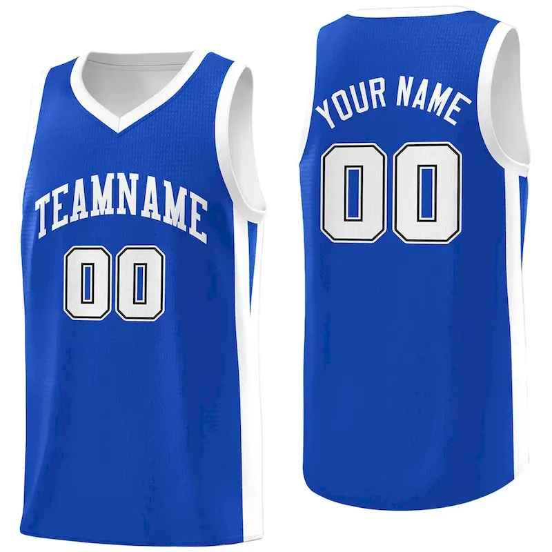 Custom Blue White Classic Tops Mesh Sport Basketball Jersey