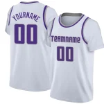 Custom Purple Gray-White Classic Tops Casual Fake Sleeve Basketball Jersey