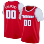 Custom Red White-Light Blue Classic Tops Casual Fake Sleeve Basketball Jersey