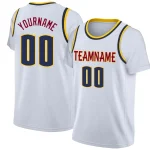 Custom White Red-Yellow Classic Tops Casual Fake Sleeve Basketball Jersey