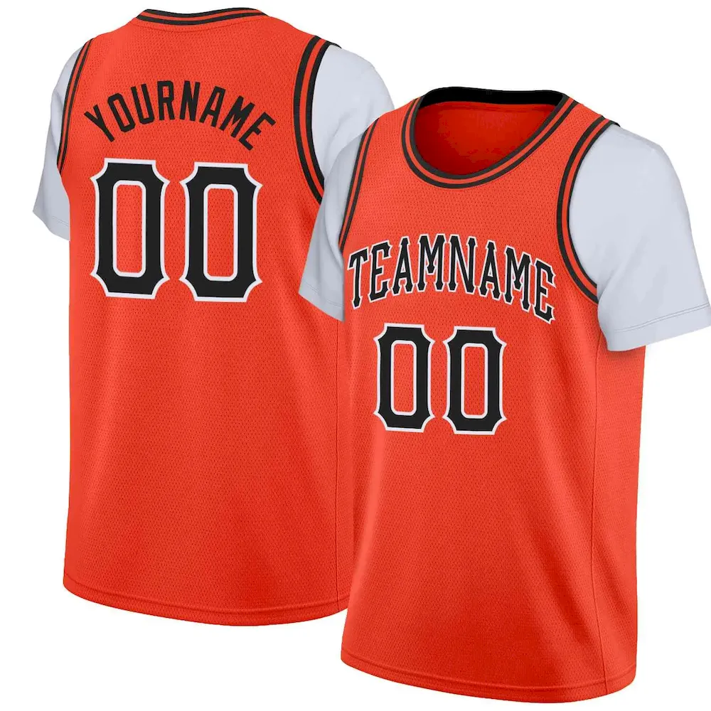 Custom Black White-Black Classic Tops Casual Fake Sleeve Basketball Jersey