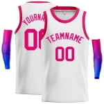 Custom White Pink Classic Tops Men Casual Basketball Jersey