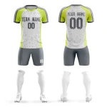 Custom White Gray Breathable Sport Soccer Sets Jersey