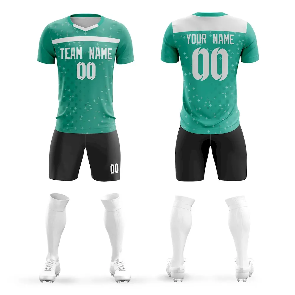 Custom Green White Breathable Sport Soccer Sets Jersey