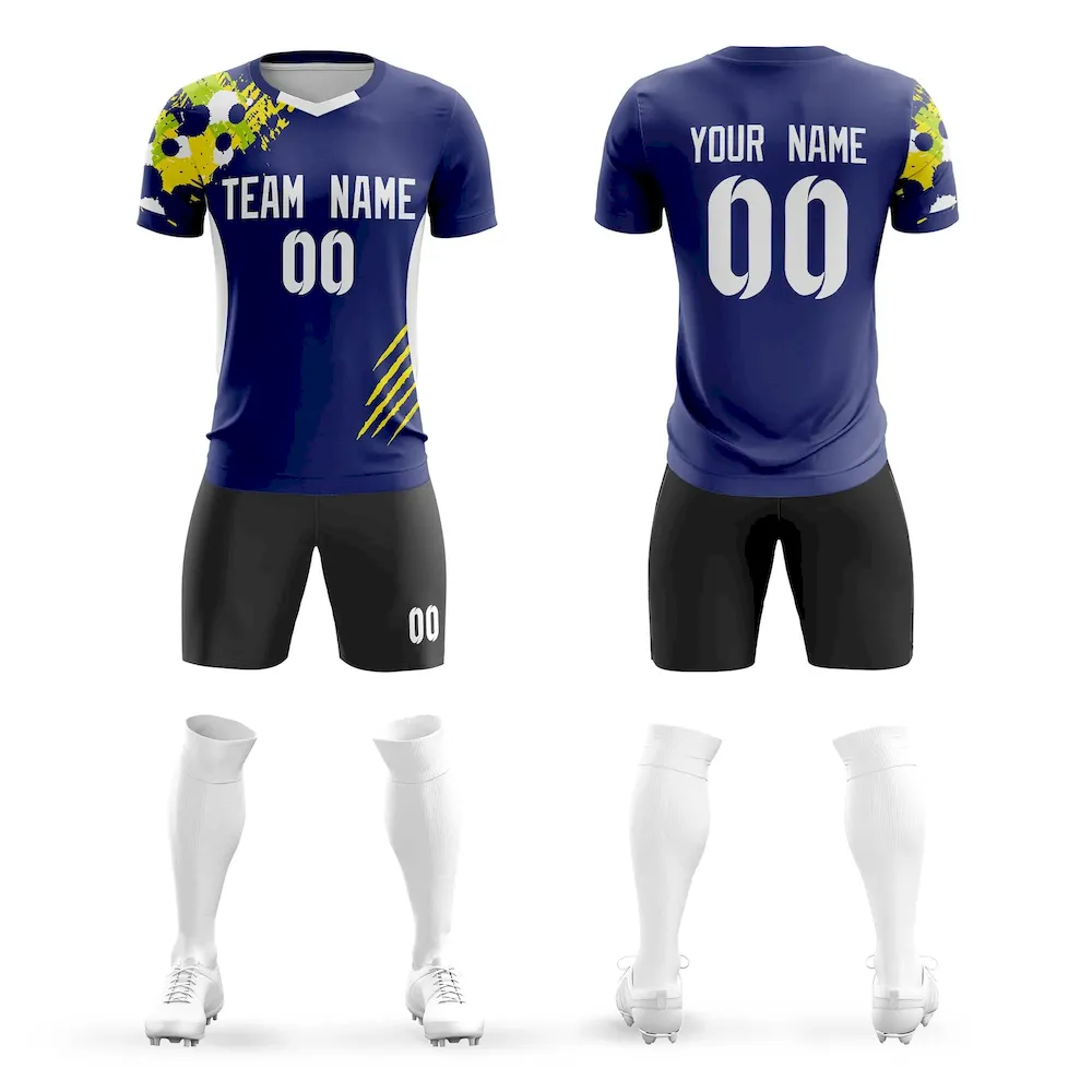 Custom Black White Outdoor Sport Soccer Sets Jersey