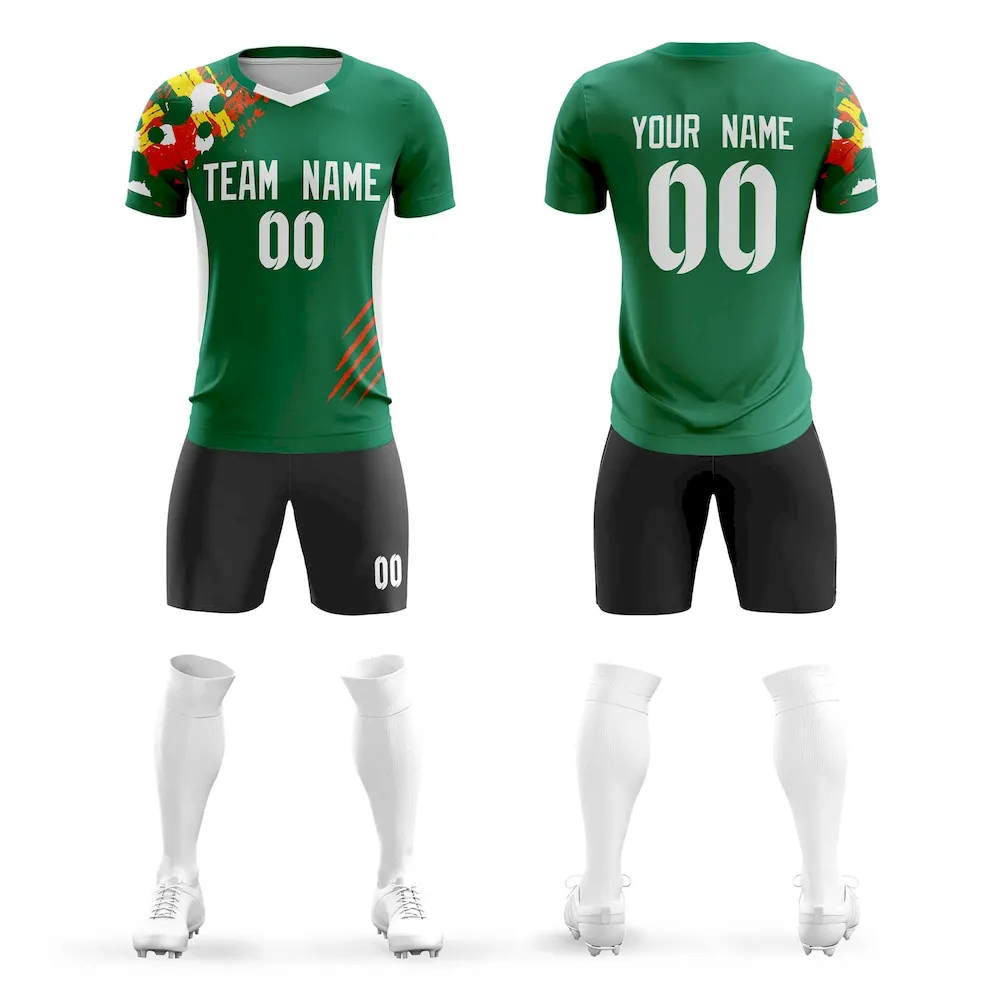 Custom Green White Outdoor Sport Soccer Sets Jersey
