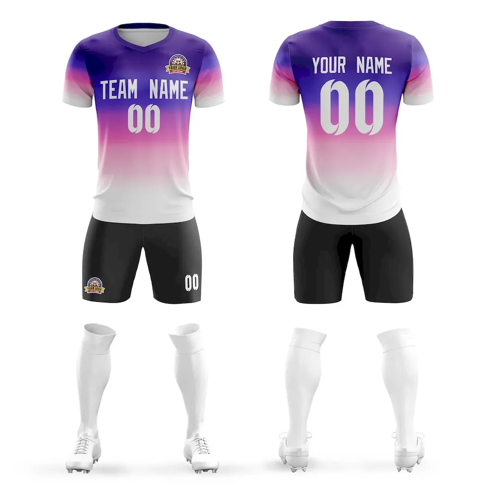 Custom Purple White Casual Sport Soccer Sets Jersey