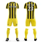 Custom Yellow White Casual Printing Sportswear Soccer Sets Jersey