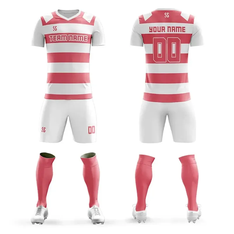 Custom Pink Casual Printing Sportswear Soccer Sets Jersey