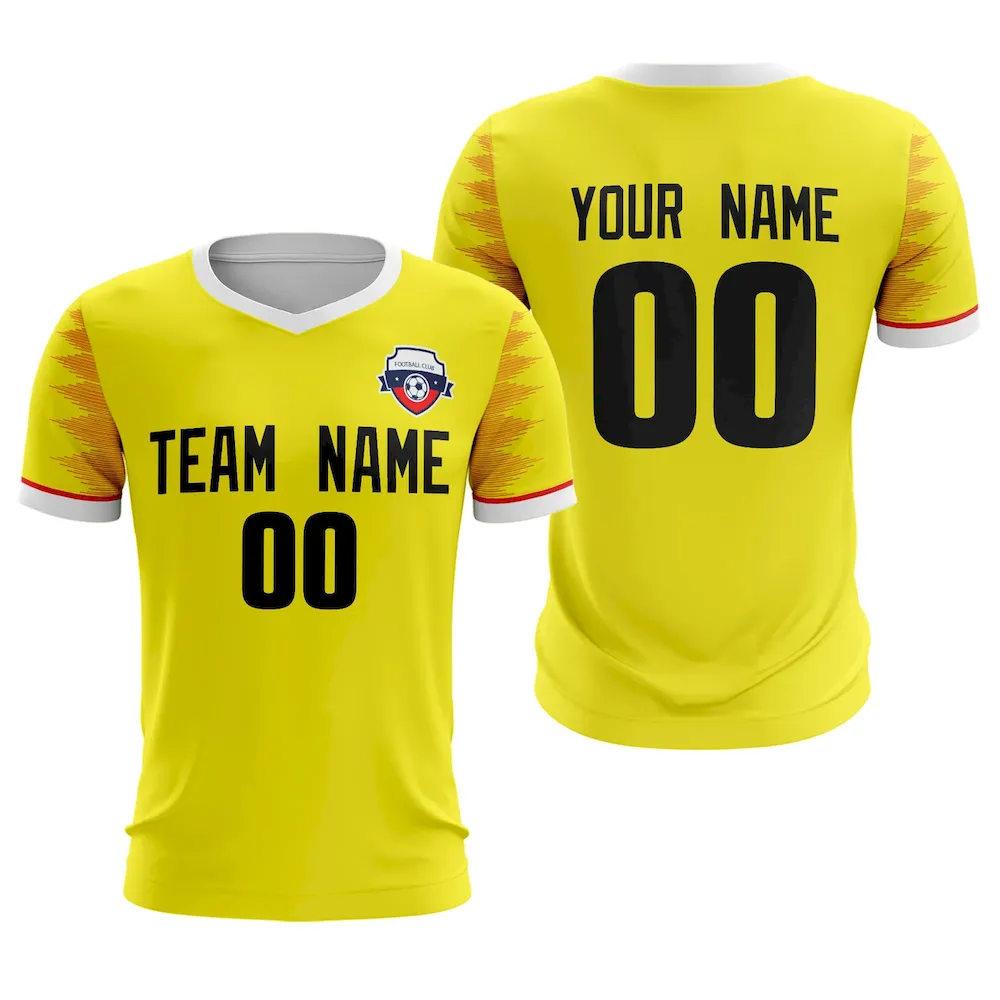 Custom Yellow Black Quick Dry Training Uniform Soccer Sets Jersey