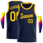 Custom Navy Yellow Classic Tops Gmae Basketball Jersey