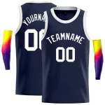 Custom Navy White Classic Tops Sport Basketball Jersey