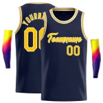 Custom Navy Orange-White Classic Tops Gmae Basketball Jersey