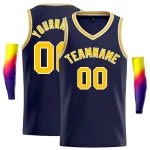 Custom Navy Yellow-White Classic Tops Men Casual Basketball Jersey