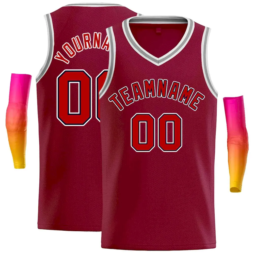 Custom Navy Red-White Personalized Classic Mesh Authentic Football Jersey