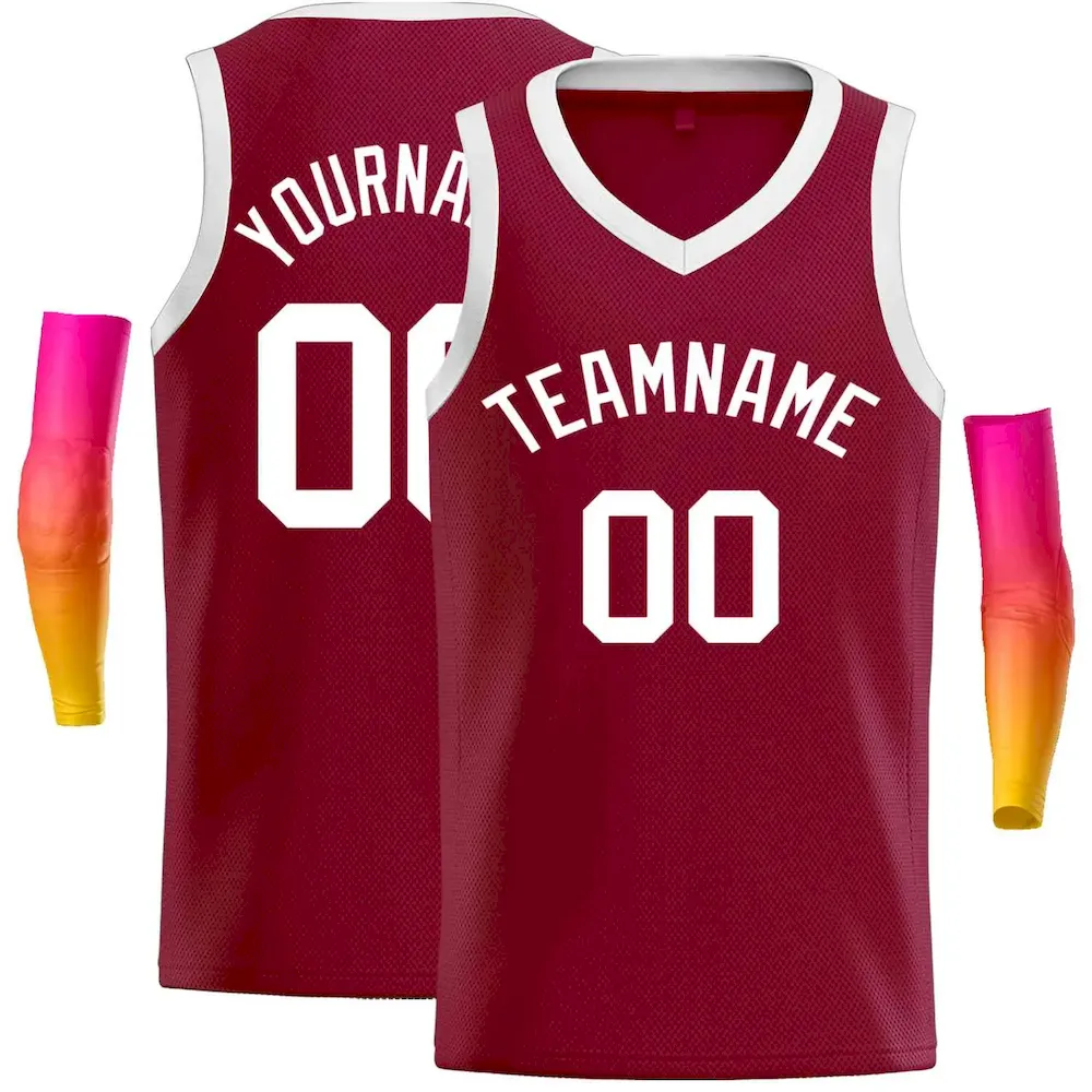 Custom Maroon White-Classic Tops Men Casual Basketball Jersey