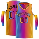 Custom Blue Orange-Black Gradient Fashion Tops Basketball Jersey