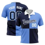 Custom Navy Light Blue Four Squares Design Performance Polo Shirt