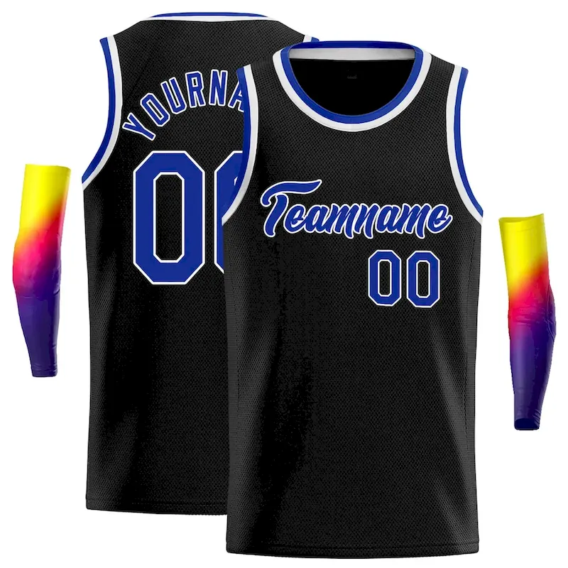 Custom Black Royal-White Classic Tops Casual Basketball Jersey