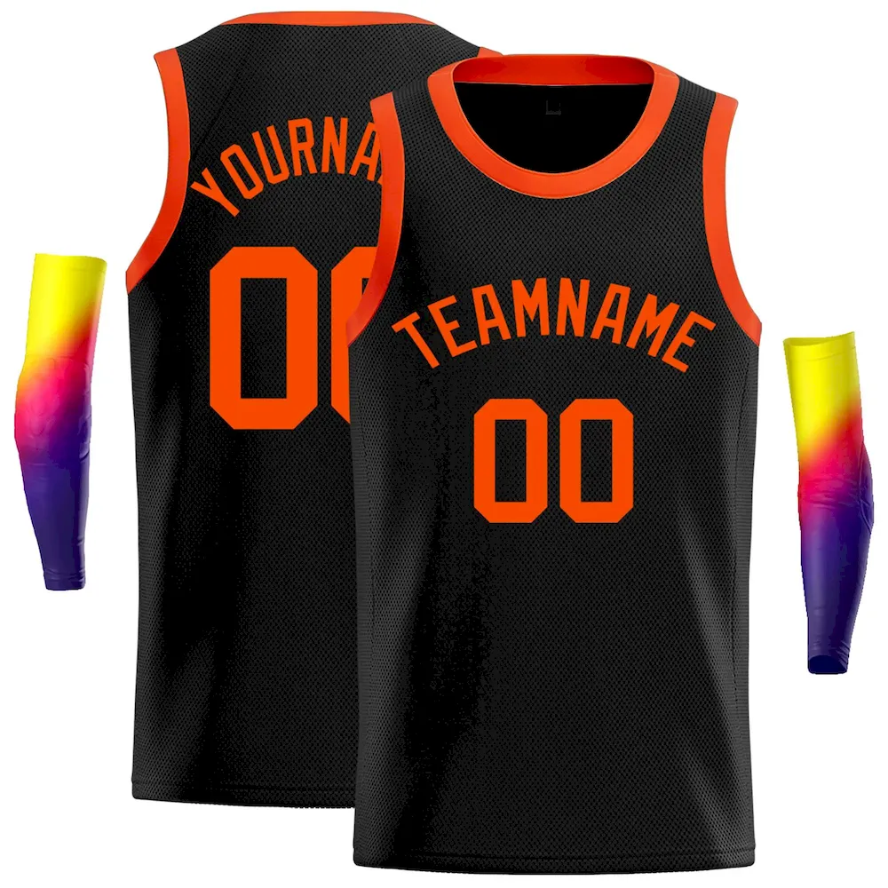 Custom Black Orange Classic Tops Casual Basketball Jersey