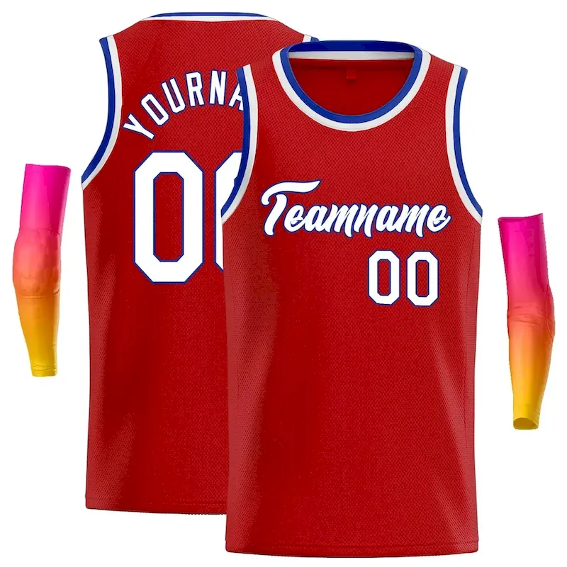 Custom Red White Classic Tops Casual Basketball Jersey