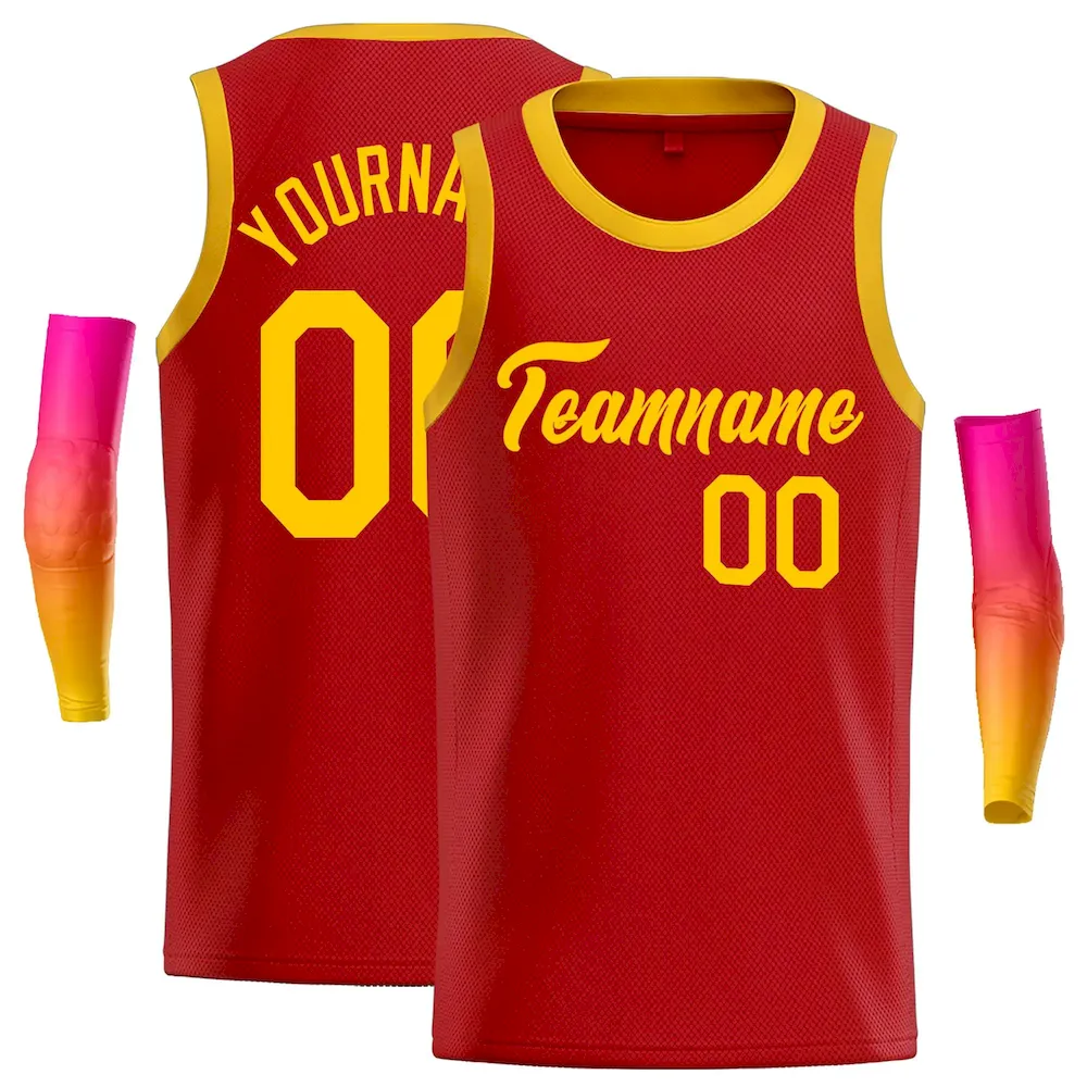 Custom Red Yellow Classic Tops Casual Basketball Jersey