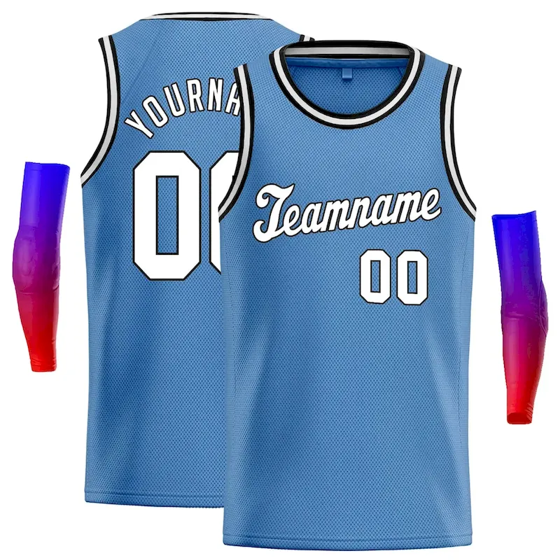 Custom Light Blue Yellow-Navy Classic Tops Casual Basketball Jersey