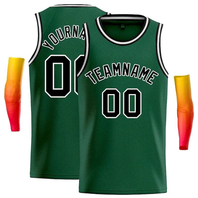 Custom Green Black-White Classic Tops Casual Basketball Jersey