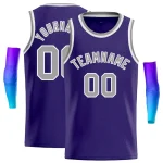 Custom Purple Gray-White Classic Tops Casual Basketball Jersey