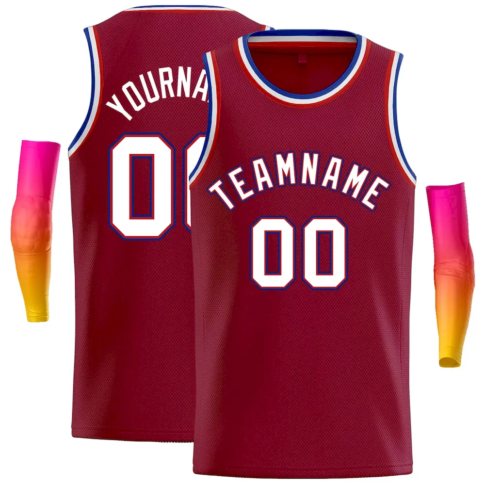 Custom Crimson White-Royal Classic Tops Casual Basketball Jersey