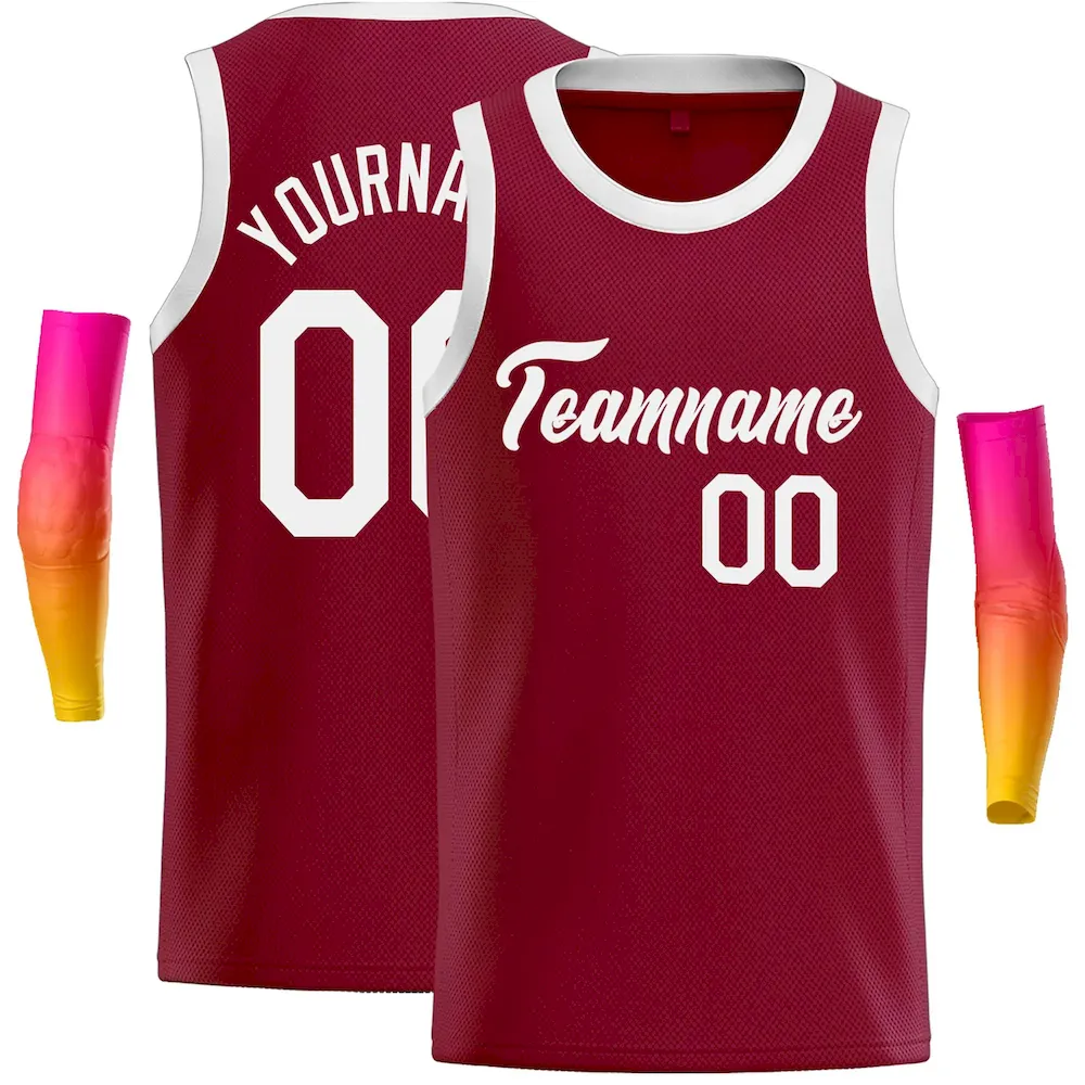 Custom Crimson Yellow Classic Tops Casual Basketball Jersey