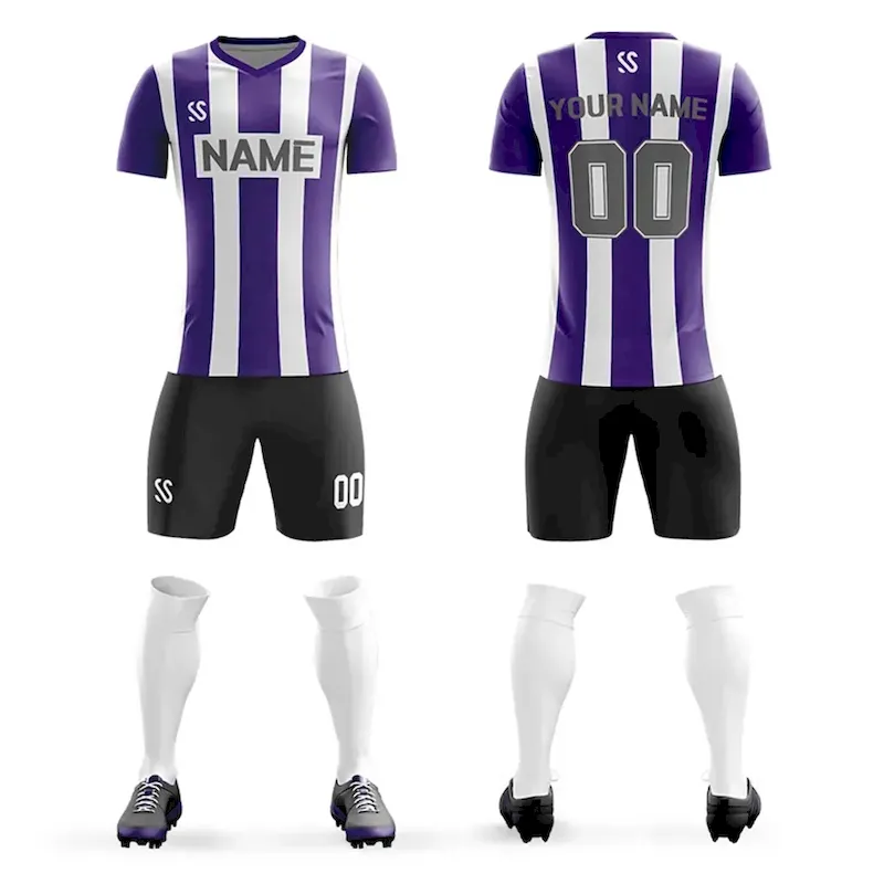 Custom Black Printing Outdoor Tracksuit Soccer Sets Jersey
