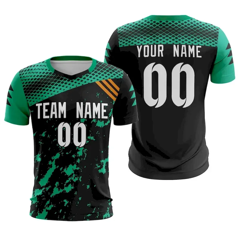 Custom Black White Green Breathable Sport Soccer Tops Jersey