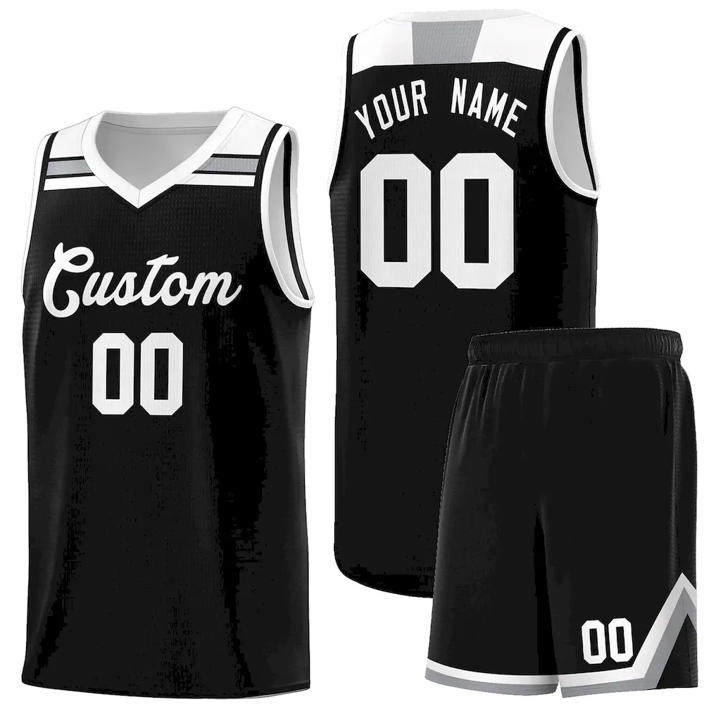 Custom Black White-Gray Classic Sports Uniform Basketball Jersey