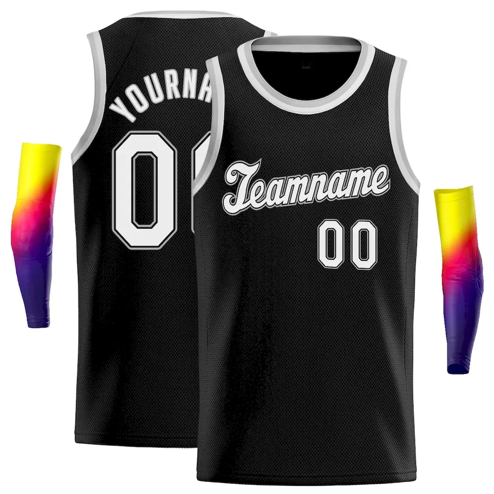 Custom Black White Classic Tops Sport Game Basketball Jersey