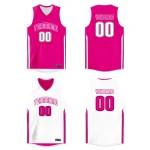 Custom Pink White Double Side Tops Basketball Jersey