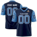 Custom Navy Gold Personalized Raglan Sleeves Design Authentic Football Jersey