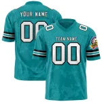 Custom Aqua White-Black Personalized Graffiti Line Design Authentic Football Jersey