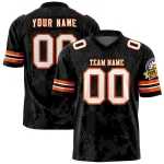 Custom Black White-Orange Personalized Graffiti Line Design Authentic Football Jersey