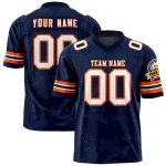 Custom Navy White-Orange Personalized Graffiti Line Design Authentic Football Jersey