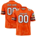 Custom Orange White-Navy Personalized Graffiti Line Design Authentic Football Jersey