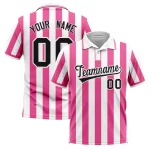 Custom White Pink Vertical Stripes Design Performance Polo Shirt