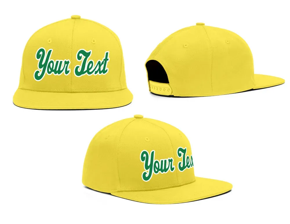 Custom Yellow Green-White Casual Sport Baseball Cap