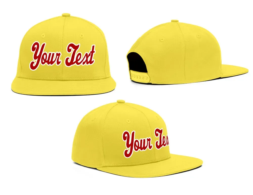 Custom Yellow Gold-Red White Casual Sport Baseball Cap