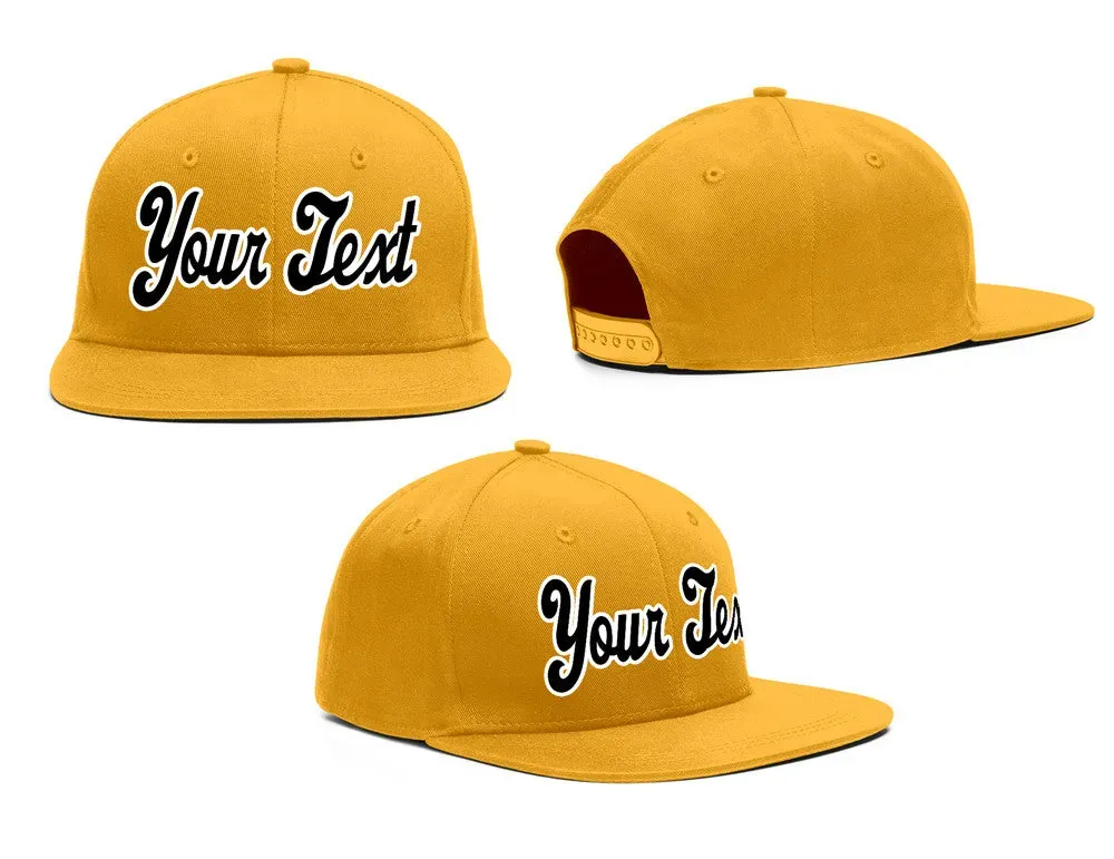 Custom Yellow Black-White Casual Sport Baseball Cap