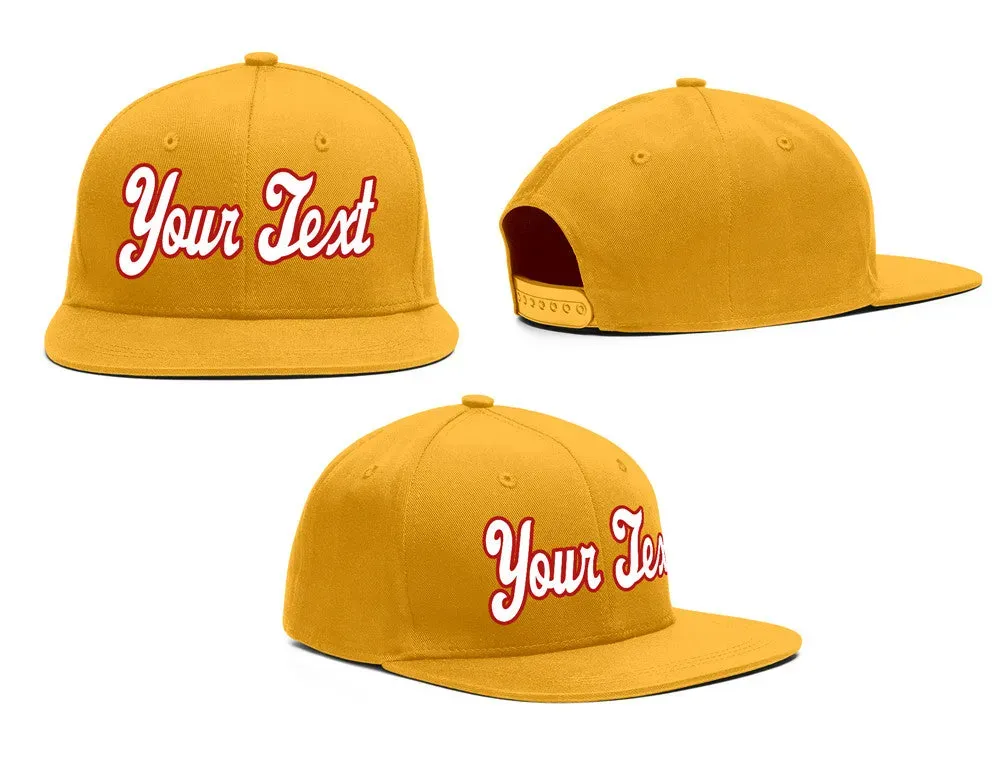 Custom Yellow White-Red Casual Sport Baseball Cap
